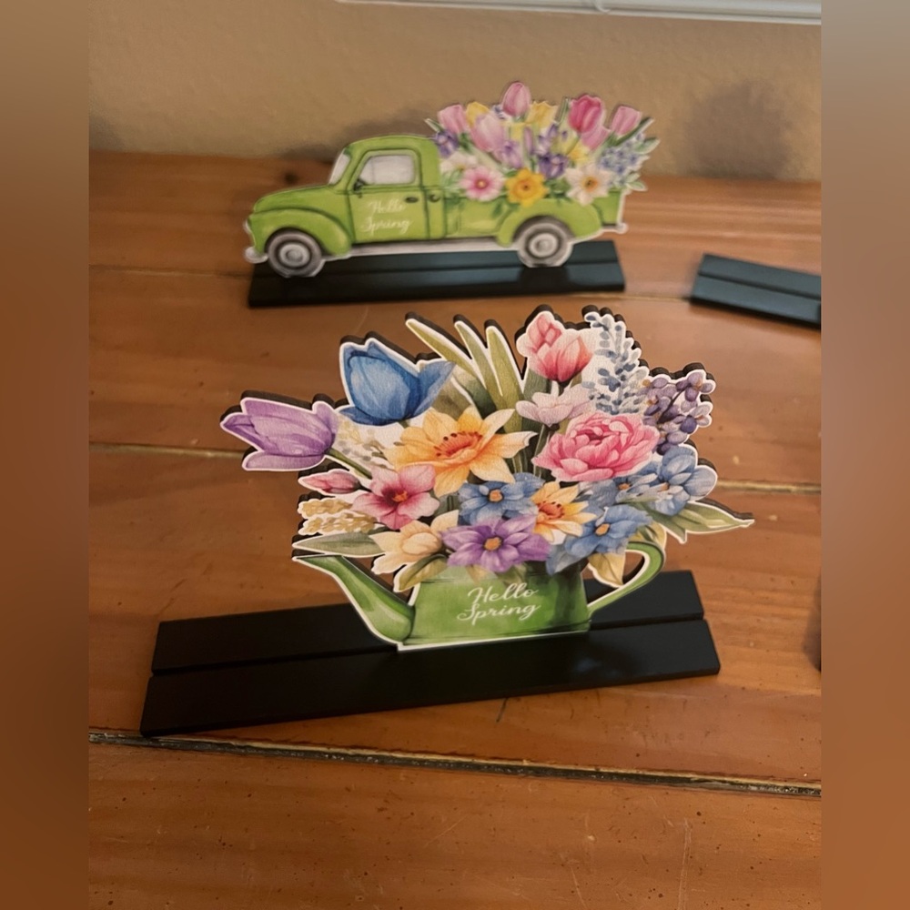 Wood Hello Spring Tabletop Decor - Picture 2 of 11